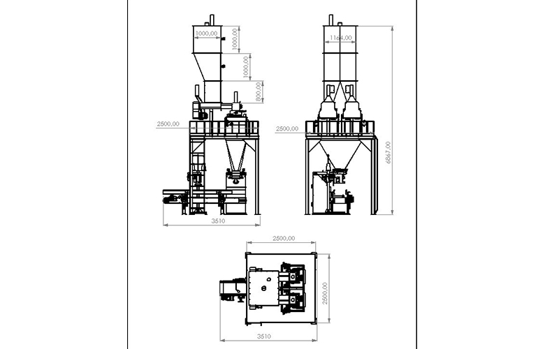 25 - 50 KG DOUBLE WEIGHING SINGLE DISCHARGE FLOUR PACKAGING