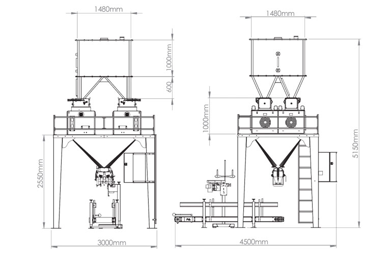 25-50 KG DOUBLE WEIGHING SINGLE UNLOADING FLOUR PACKING